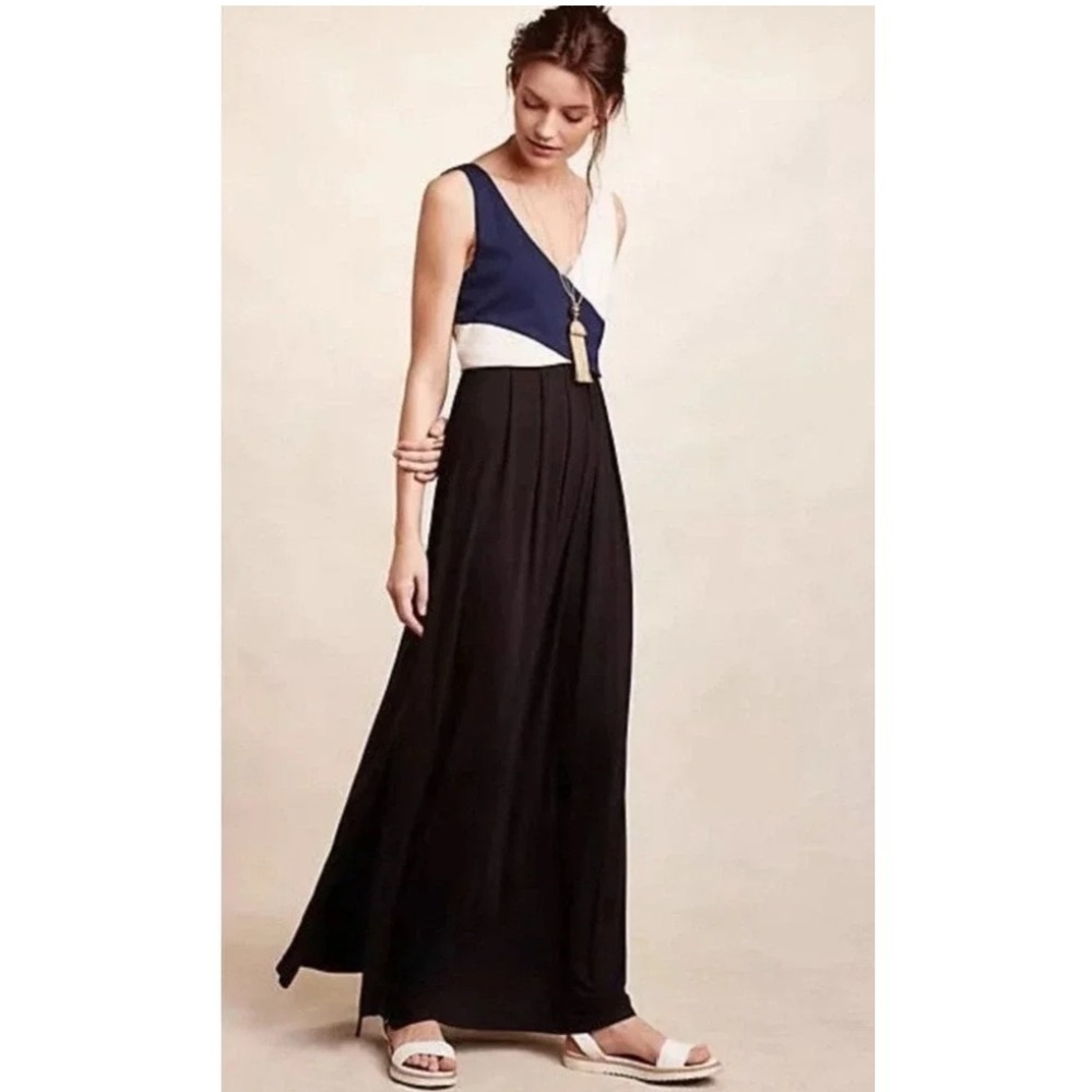 Maeve Maxi Dress Size XS Colorblock V-Neck Sleeveless Slit Mod Minimalist Chic